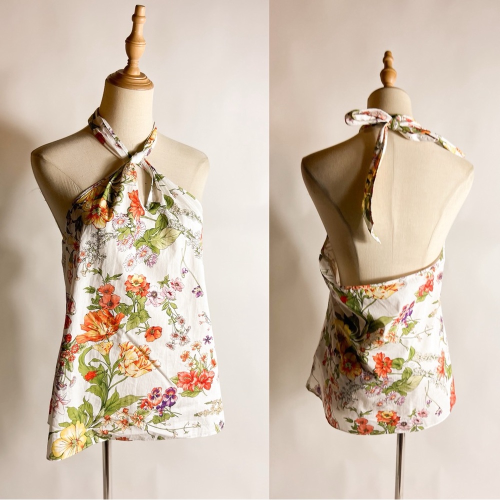 NWT J. CREW Collection Cotton Halter Top in Ratti Floral Medium